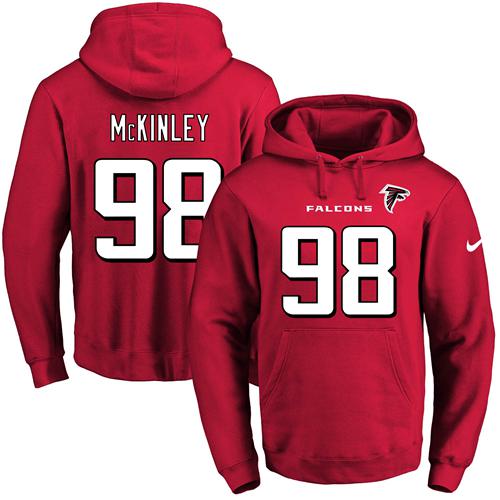 Nike Falcons #98 Takkarist McKinley Red Name & Number Pullover NFL Hoodie